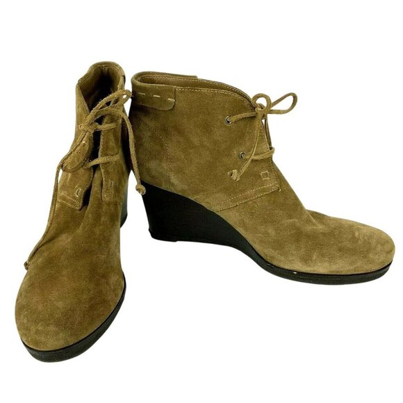 Via Spiga Womens Tan Suede Lace-Up Wedge Heel Booties Size 9.5 - Picture 7 of 12